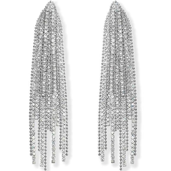 Chic Simulated Diamond Dangle Earrings - Hypoallergenic - Picture 6 of 7